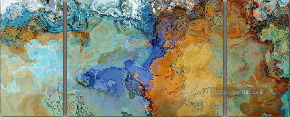 Triptychon braun abstrakte Seestück Ölgemälde